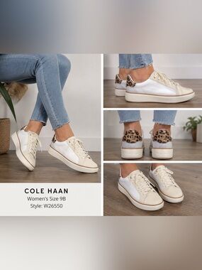 Cole Haan GrandPrø Women’s Sneakers Size 9B Cream Leopard Print W26550